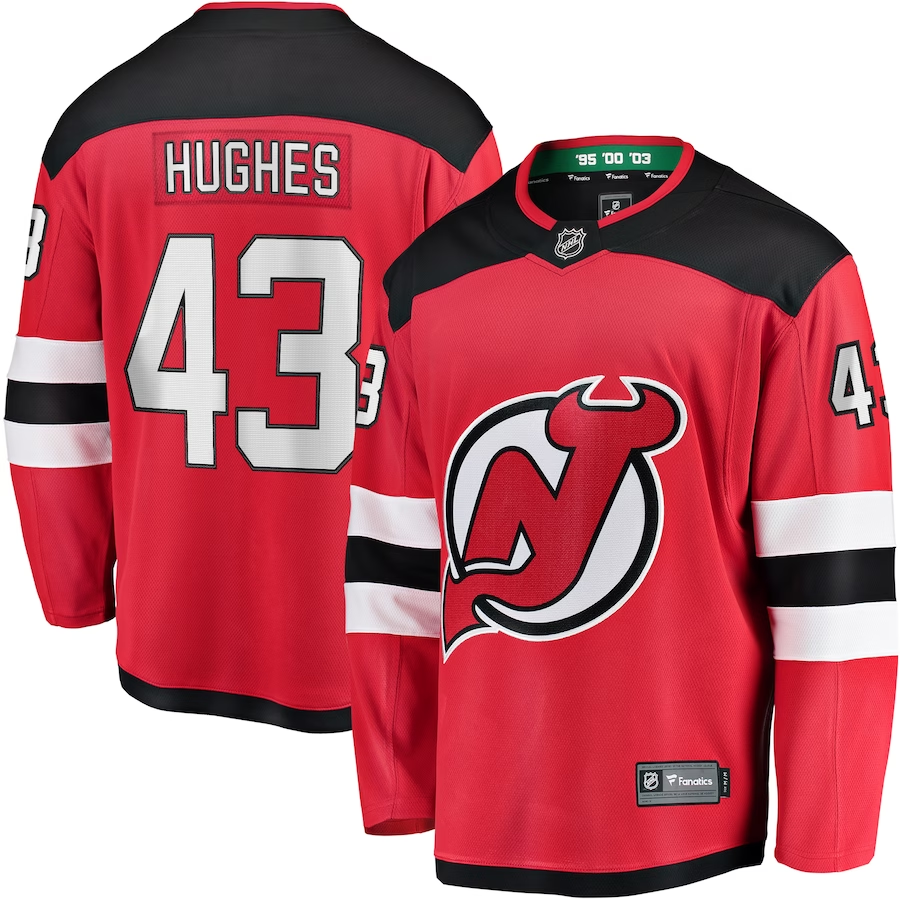 Men's New Jersey Devils Jack Hughes #43 Red Jersey
